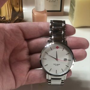 Kate Spade watch silver color with pink spade